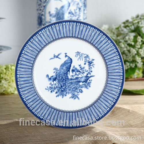 10.5 Inches Elegant Chinese Design Blue and White Dinner Plate